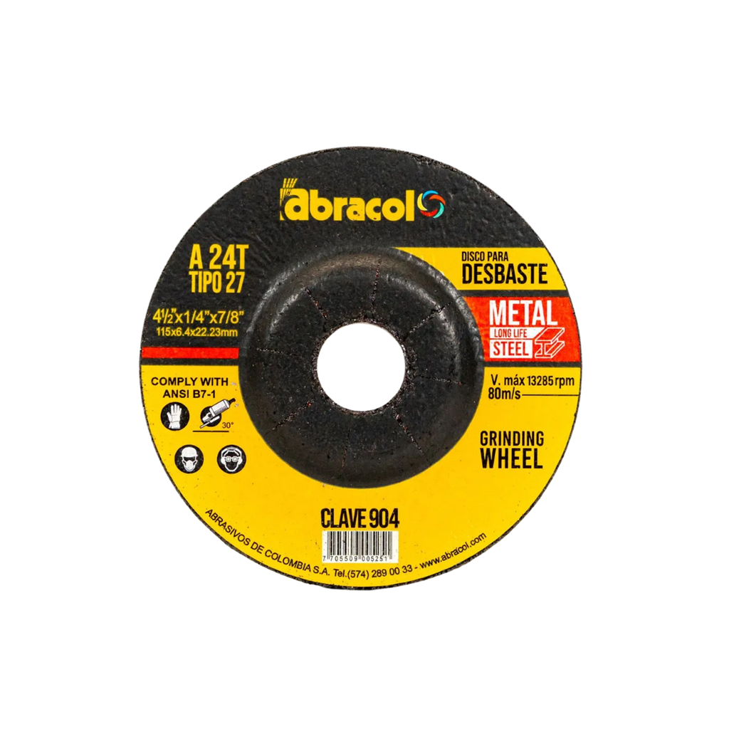 DISCO PULIR 4 1/2"X1/4"X7/8" ABRACOL